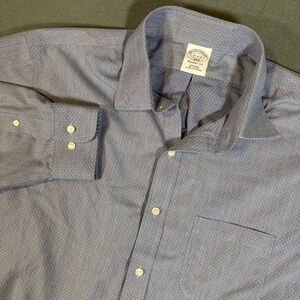 Brooks Brothers Regent Fit Button Down 17 2/3 Blue w/ White Polka Dots Button Up